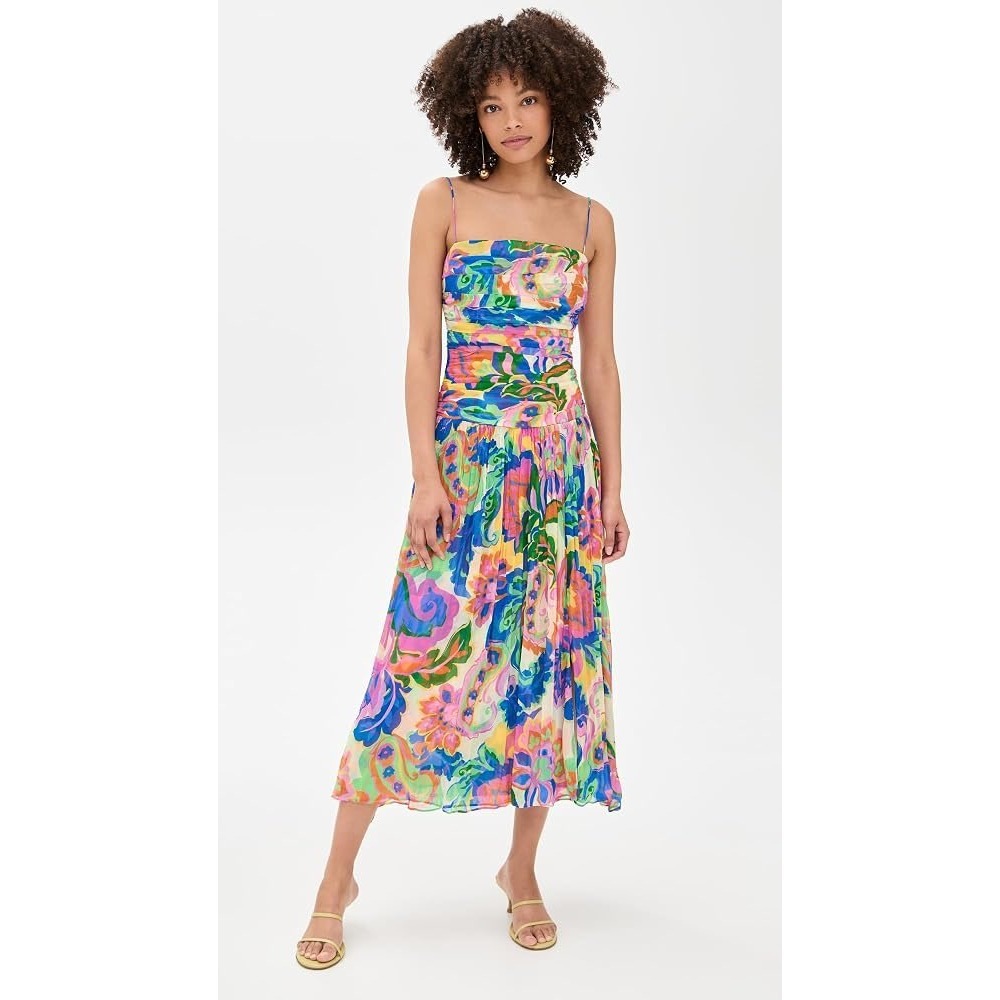 Amanda Uprichard Lumiere Silk Midi Dress Multicolor Floral Paisley CH-22660FD M
